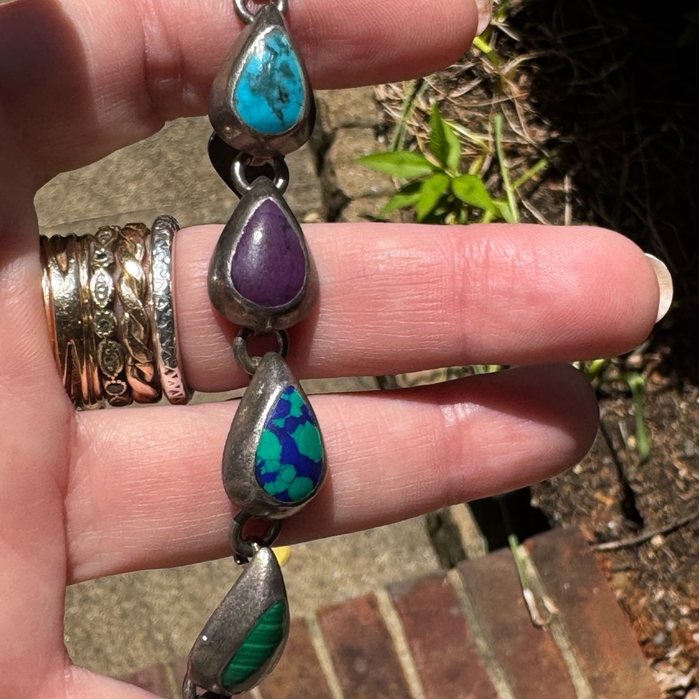 Taxco Multi-Stone Sterling Silver Bracelet - Picture 5 of 11